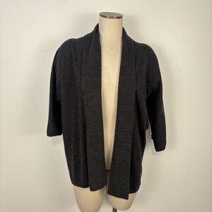 Marisa Christina Womens PL 100% Merino Wool Open Cardigan Sweater Charcoal Gray